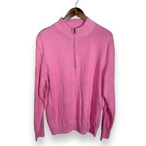 Turtleson Pink Cotton Knit 1/4 Zip Sweater Sz L